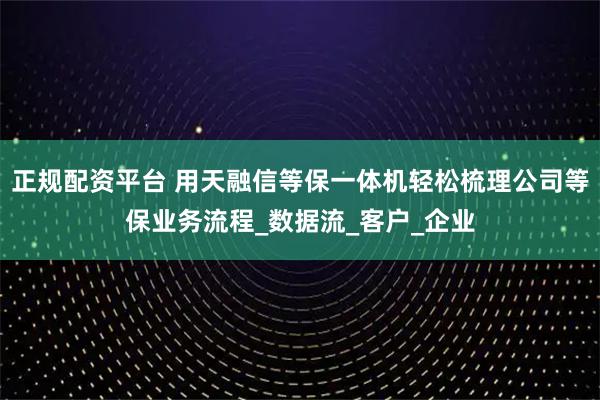 正规配资平台 用天融信等保一体机轻松梳理公司等保业务流程_数据流_客户_企业